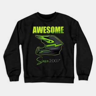 Awesome Biker Since 2007 13th Birthday 13 Year Old Dirt Bike Crewneck Sweatshirt